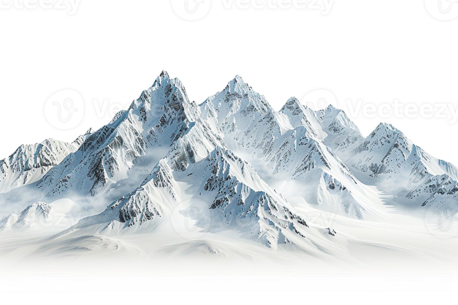 Snow mountain on the horizon, isolated against a transparent background png
