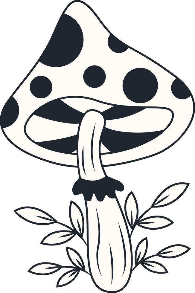 Celestial Magic Mushroom Clipart. Mystical Esoteric Elements. Isolated on White Background. vector