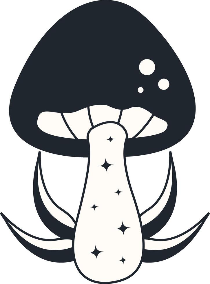 Celestial Magic Mushroom Clipart. Mystical Esoteric Elements. Isolated on White Background. vector