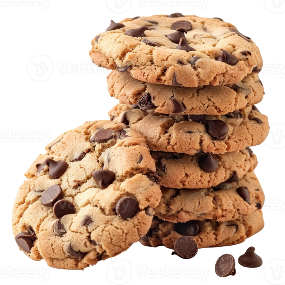 stack of chocolate chip cookies, isolated on a transparent background png