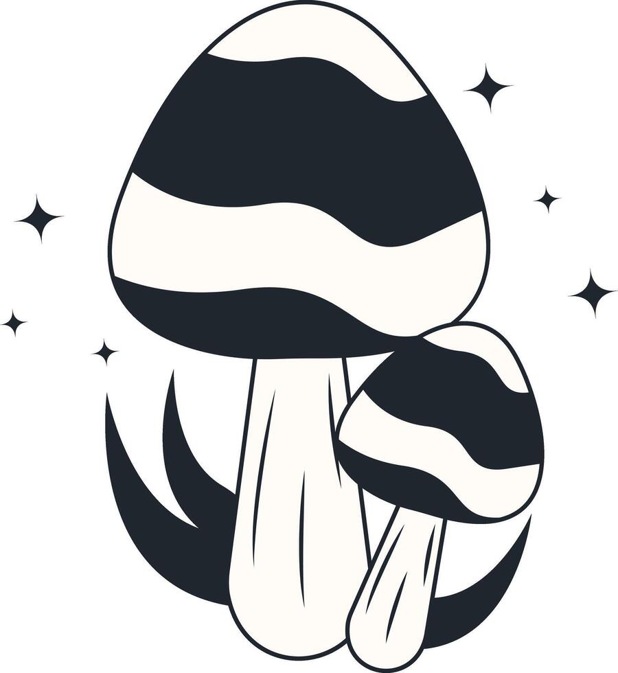Celestial Magic Mushroom Clipart. Mystical Esoteric Elements. Isolated on White Background. vector