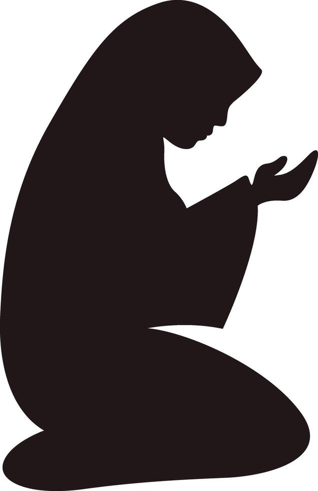 Muslim Prayer Silhouette. Isolated Illustration with Simple Design. vector