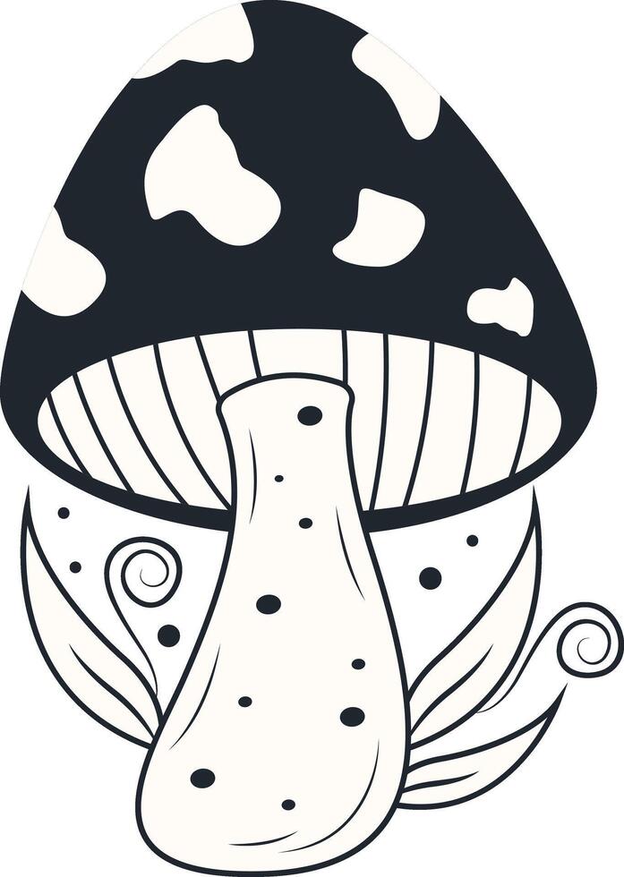 Celestial Magic Mushroom Clipart. Mystical Esoteric Elements. Isolated on White Background. vector