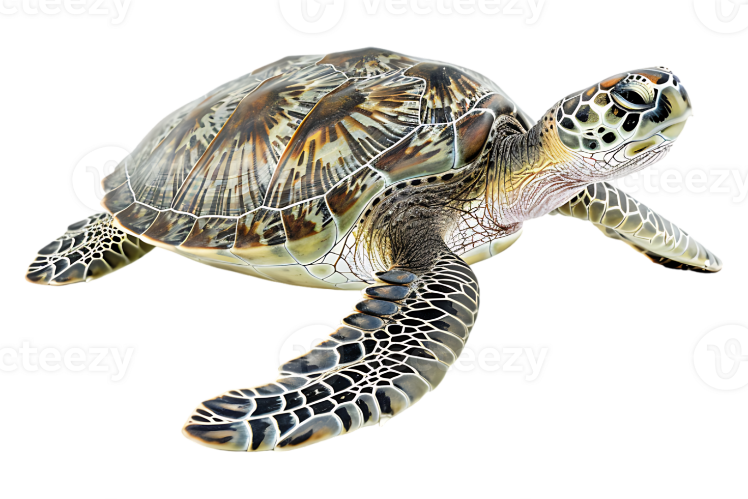 Turtle alone against transparent backdrop png