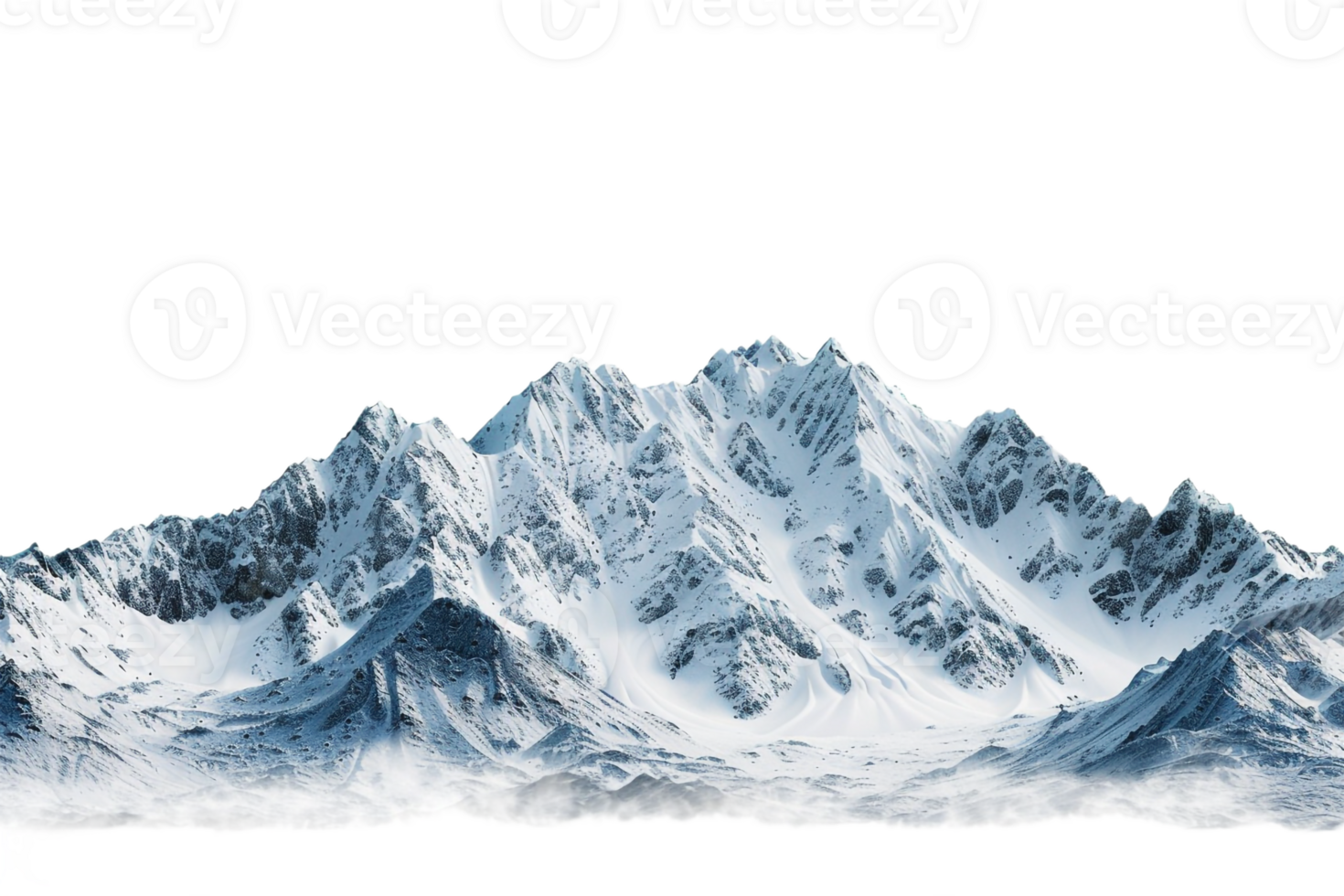 Snow mountain on the horizon, isolated against a transparent background png