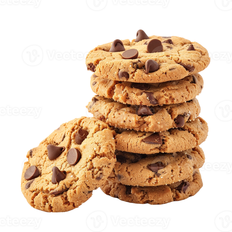 stack of chocolate chip cookies, isolated on a transparent background png