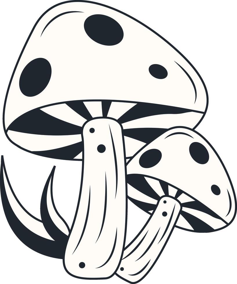 Celestial Magic Mushroom Clipart. Mystical Esoteric Elements. Isolated on White Background. vector