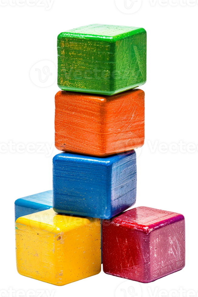 stack of colorful toy blocks, set against a transparent background png