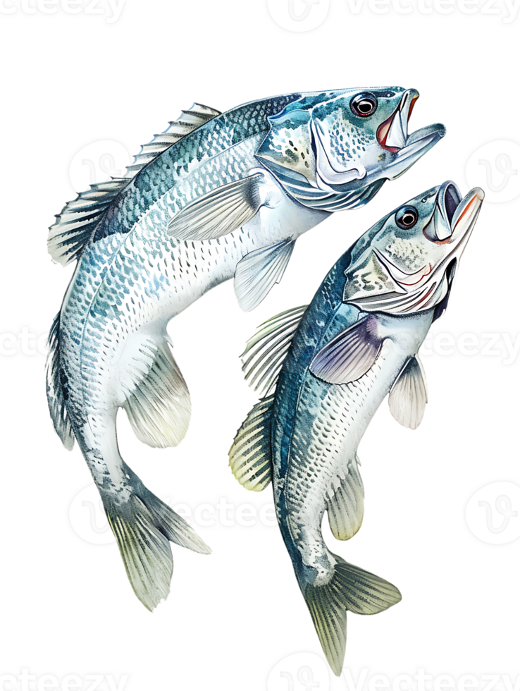Two fish circling each other, isolated against a transparent background png