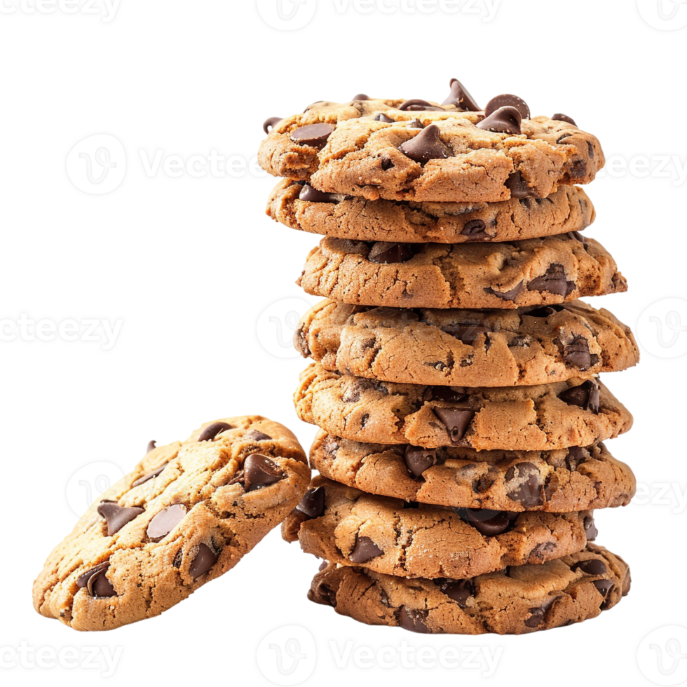 stack of chocolate chip cookies, isolated on a transparent background png