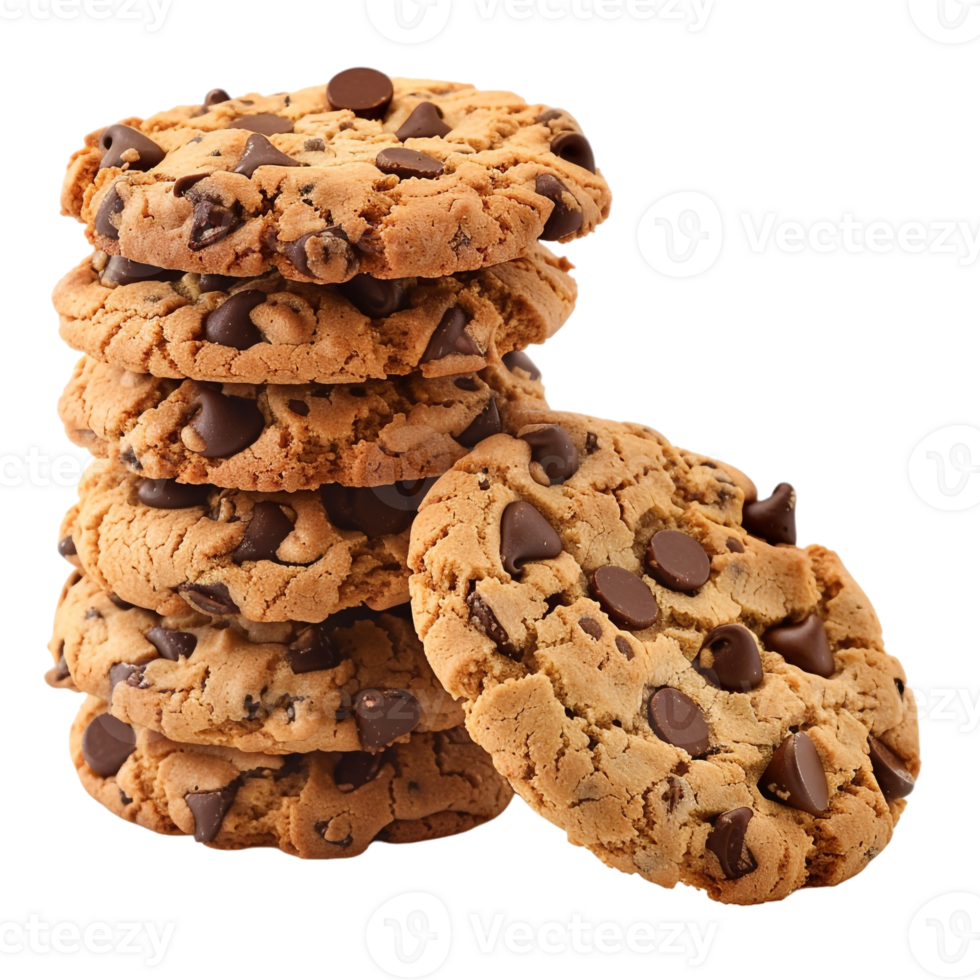 stack of chocolate chip cookies, isolated on a transparent background png