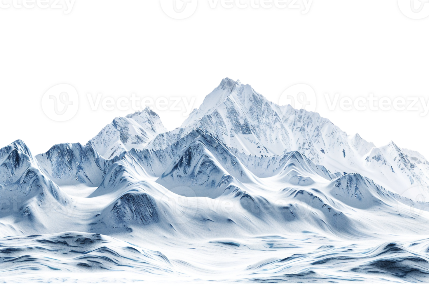Snow mountain on the horizon, isolated against a transparent background png