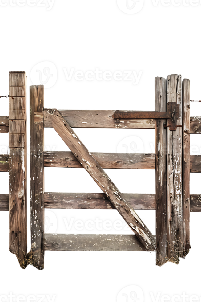 wooden farm or ranch gate set against a transparent background png