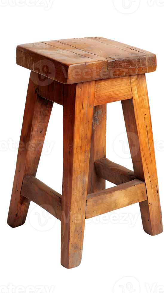 wooden rectangular stool isolated against a transparent background png