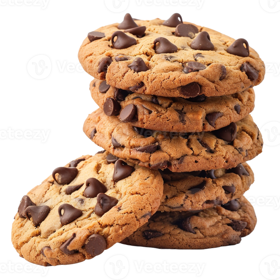 stack of chocolate chip cookies, isolated on a transparent background png