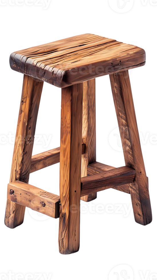 wooden rectangular stool isolated against a transparent background png