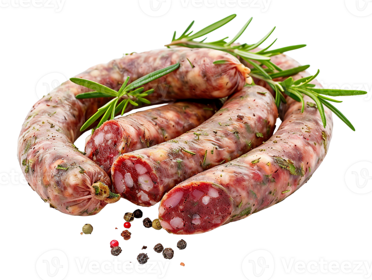Raw Hungarian sausage, isolated against a transparent background png