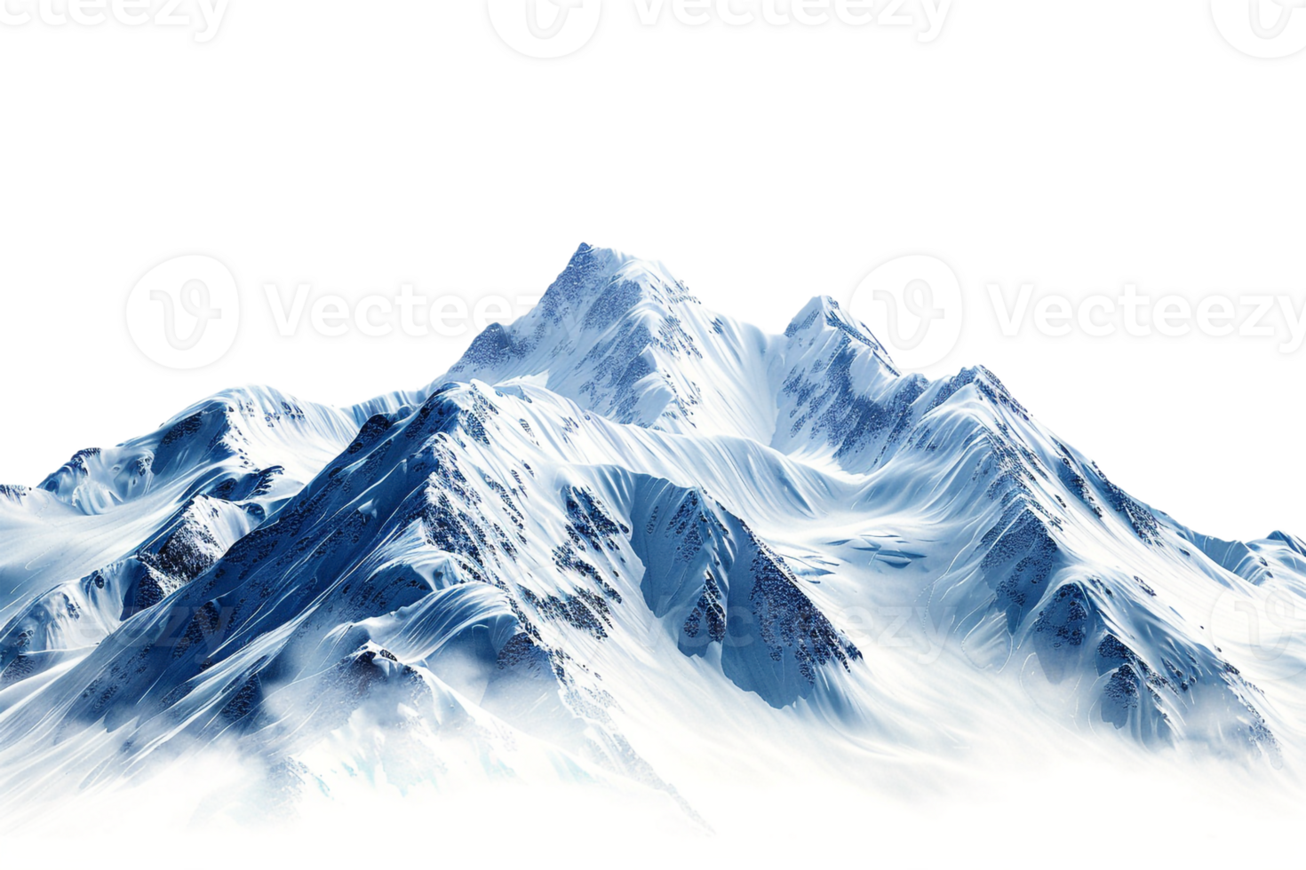 Snow mountain on the horizon, isolated against a transparent background png