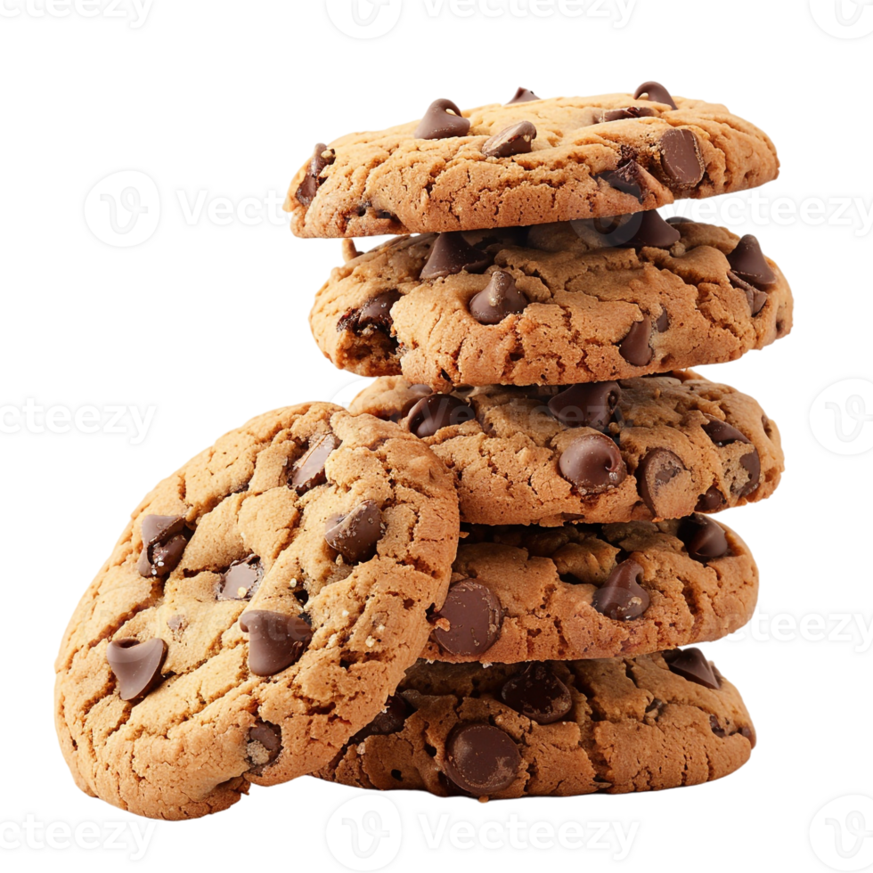 stack of chocolate chip cookies, isolated on a transparent background png