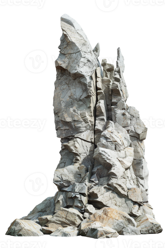 Spike rock formation, isolated against a transparent background png