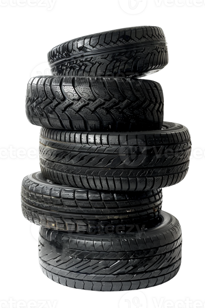 Stack of tires alone against transparent backdrop png