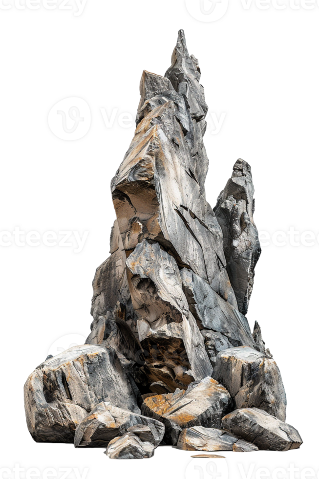 Spike rock formation, isolated against a transparent background png