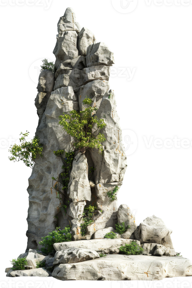 Spike rock formation, isolated against a transparent background png