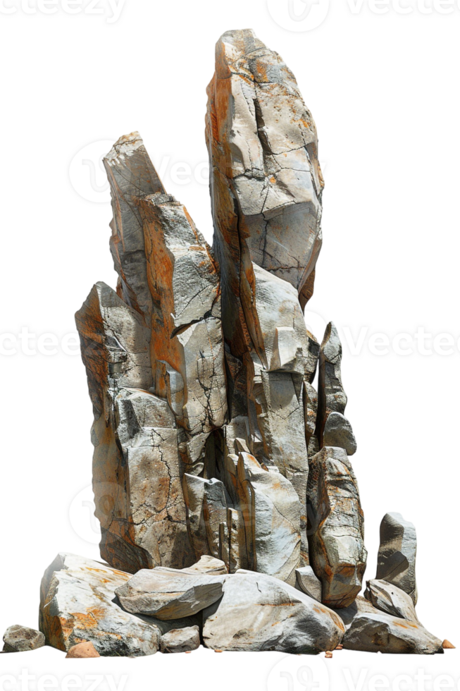 Spike rock formation, isolated against a transparent background png
