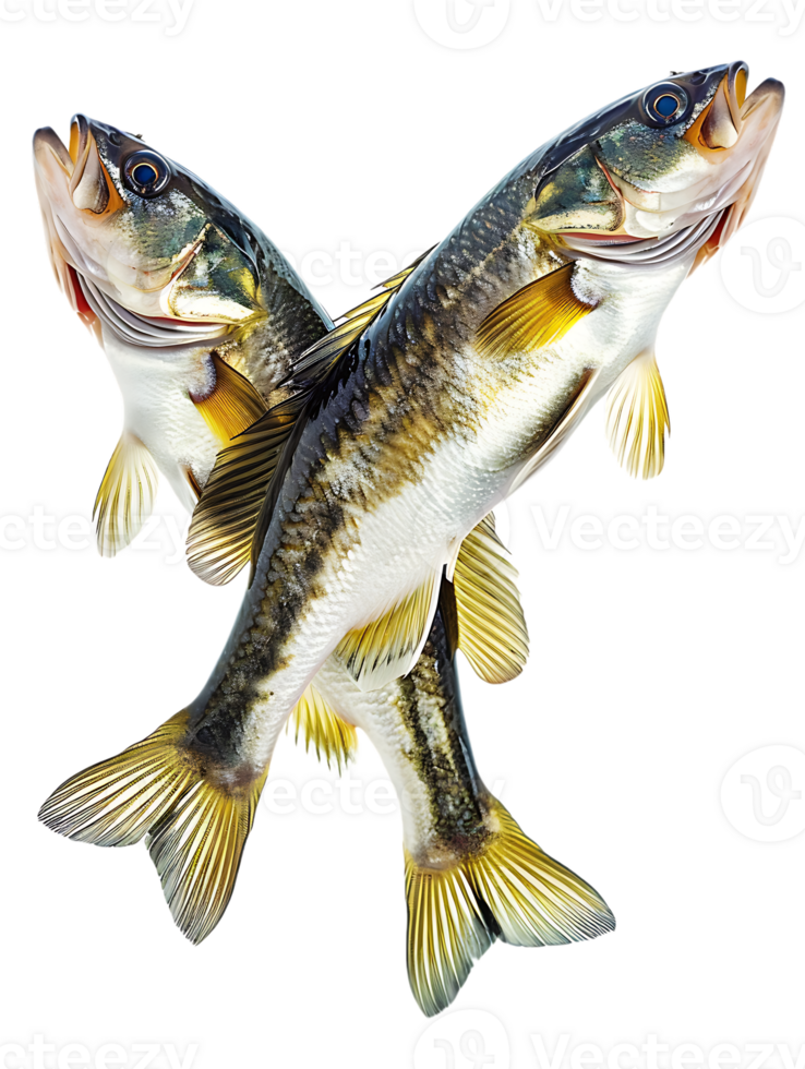 Two fish circling each other, isolated against a transparent background png