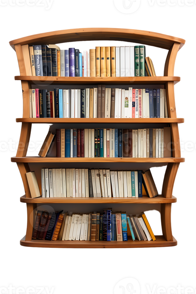 Vertical bookshelf alone against transparent backdrop png