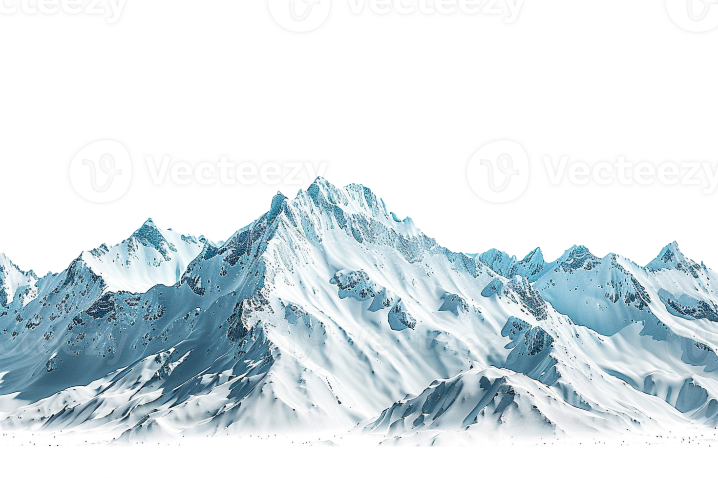 Snow mountain on the horizon, isolated against a transparent background png