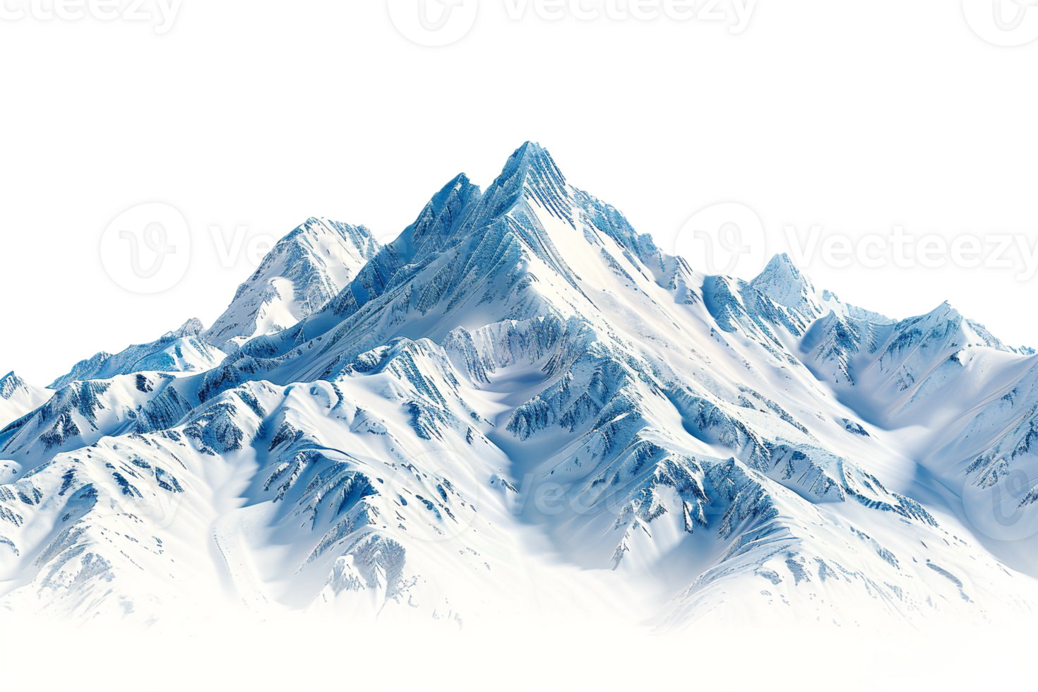 Snow mountain on the horizon, isolated against a transparent background png