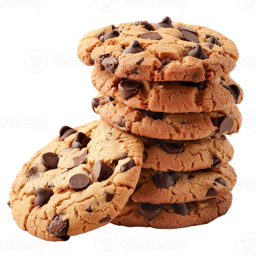 stack of chocolate chip cookies, isolated on a transparent background png