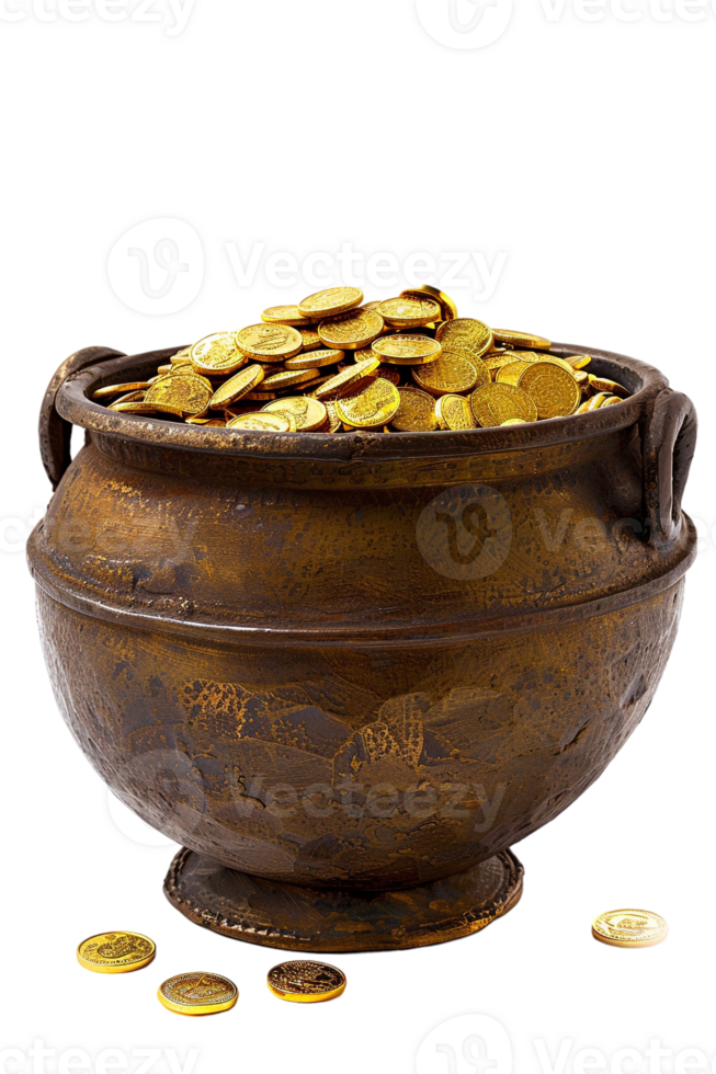 Pot of gold isolated on transparent background png
