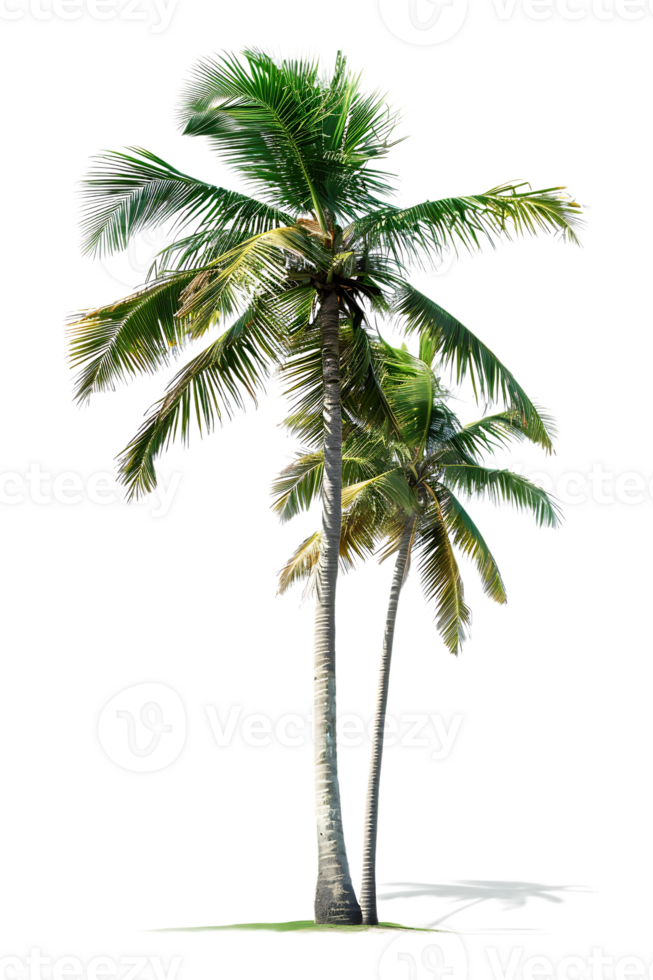 Twin coconut palm tree, isolated against a transparent background png
