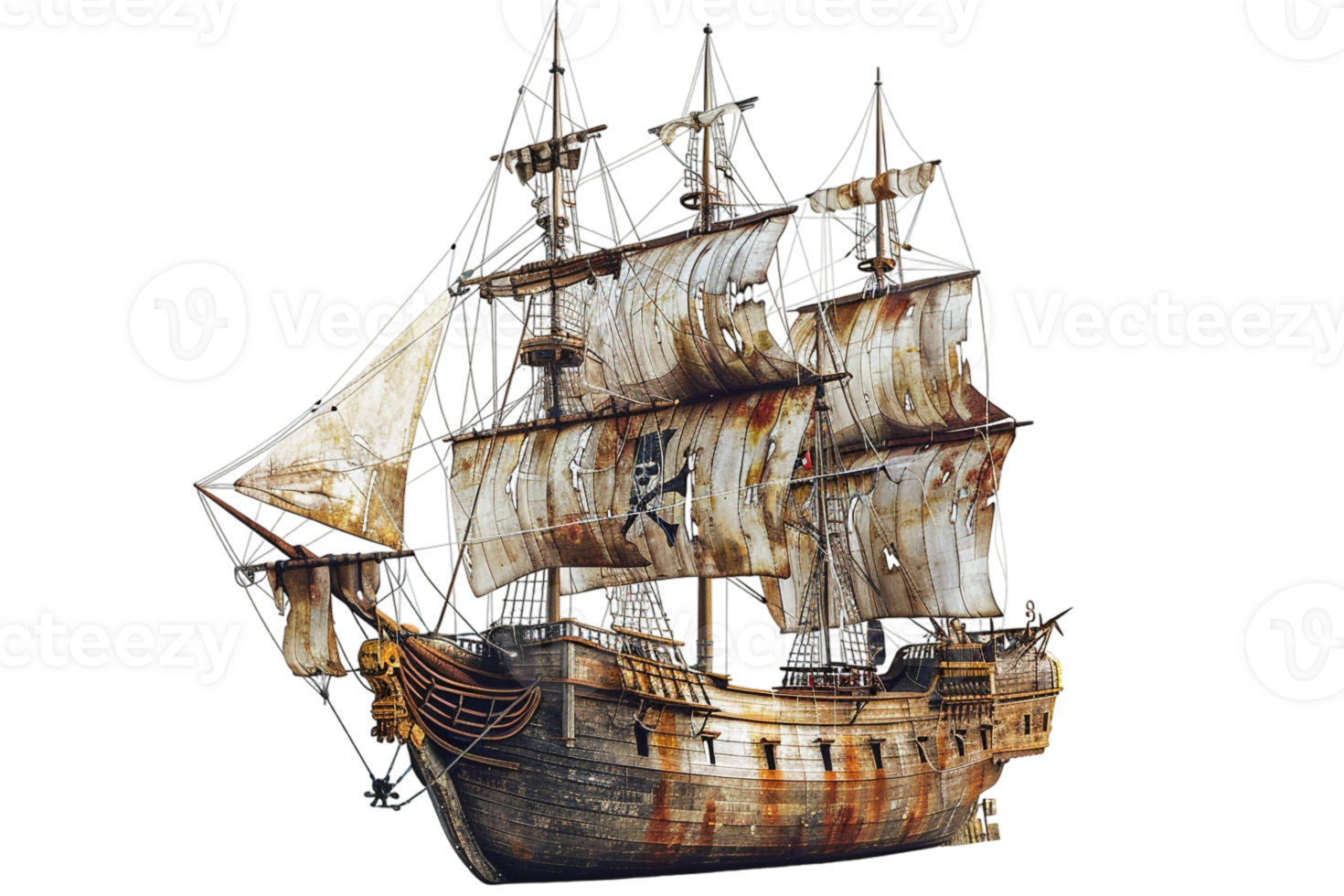 pirate ship isolated against a transparent background png