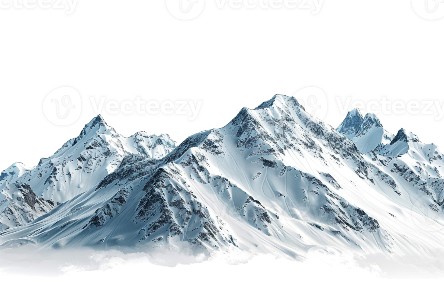 Snow mountain on the horizon, isolated against a transparent background png