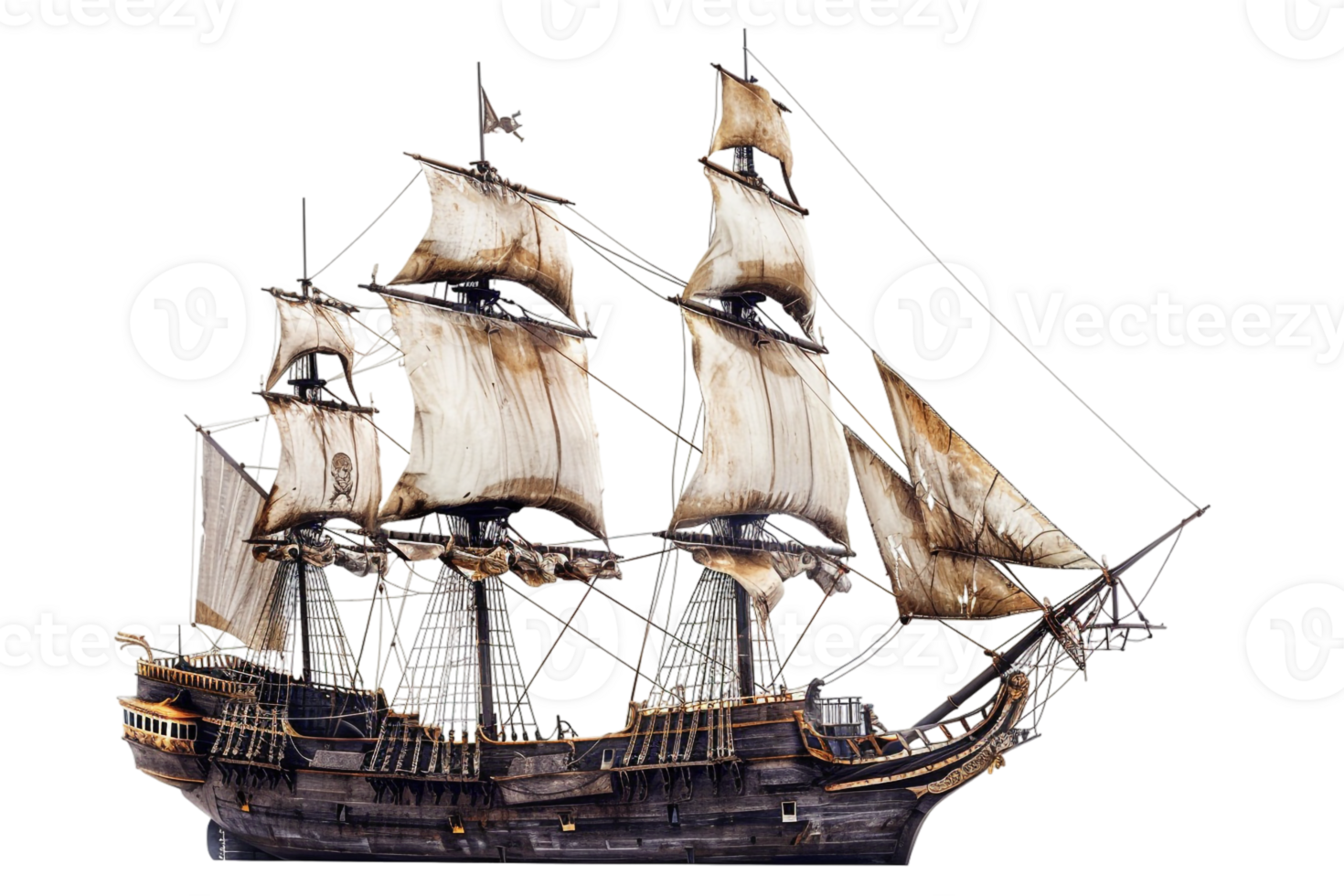 pirate ship isolated against a transparent background png