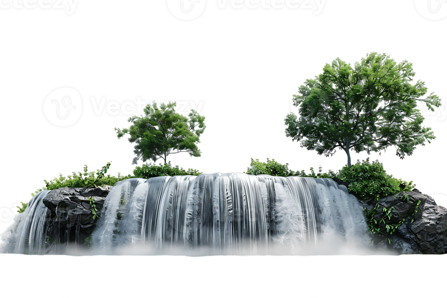 Waterfall on the horizon, isolated against a transparent background png