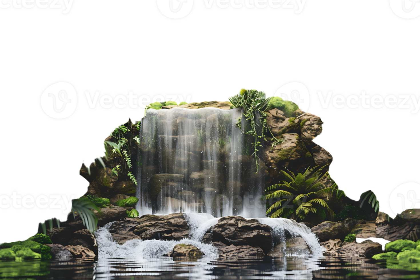 Waterfall on the horizon, isolated against a transparent background png