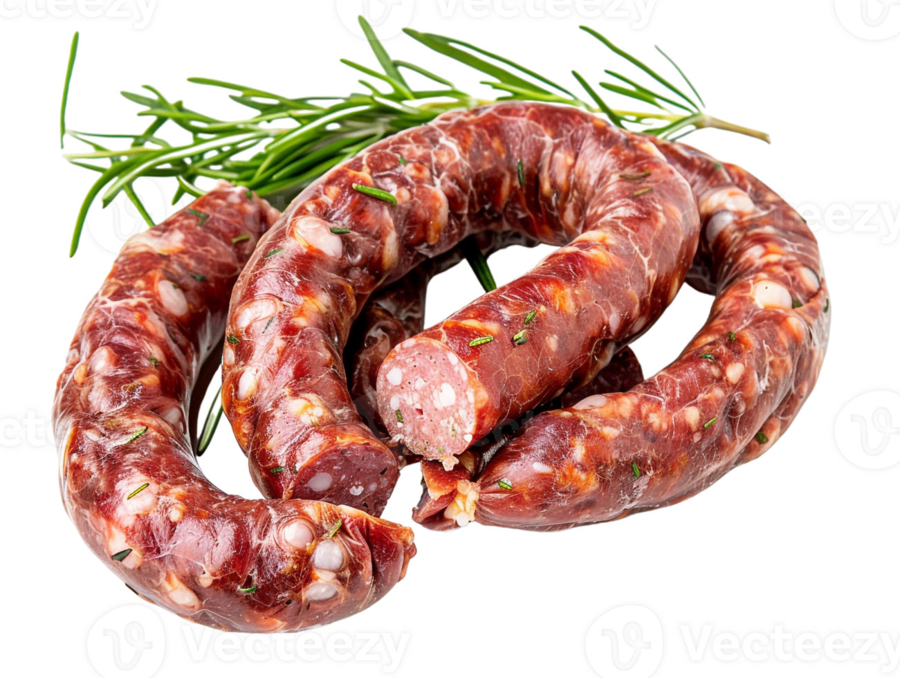 Raw Hungarian sausage, isolated against a transparent background png