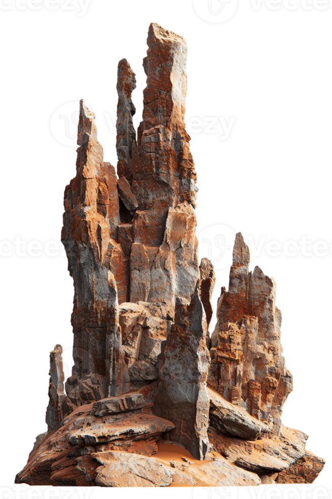 Spike rock formation, isolated against a transparent background png