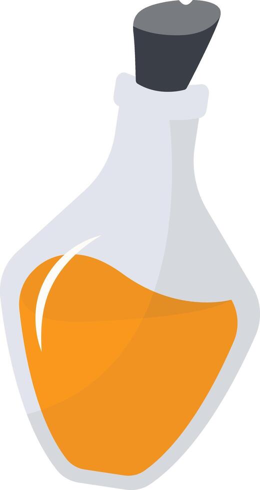 Magic Bottle Potion with Liquid. Isolated on White Background. Illustration in Cartoon Design Concept. vector