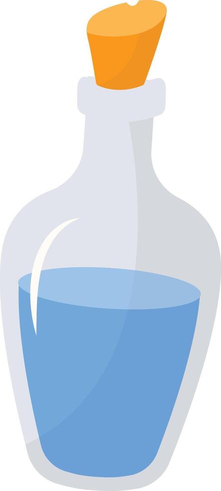 Magic Bottle Potion with Liquid. Isolated on White Background. Illustration in Cartoon Design Concept. vector