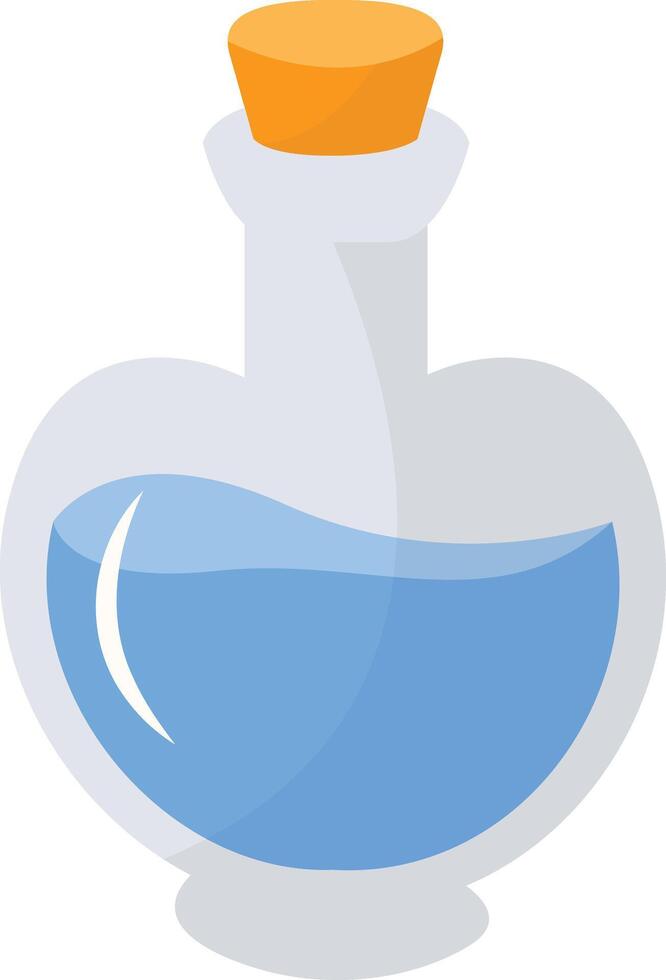 Magic Bottle Potion with Liquid. Isolated on White Background. Illustration in Cartoon Design Concept. vector