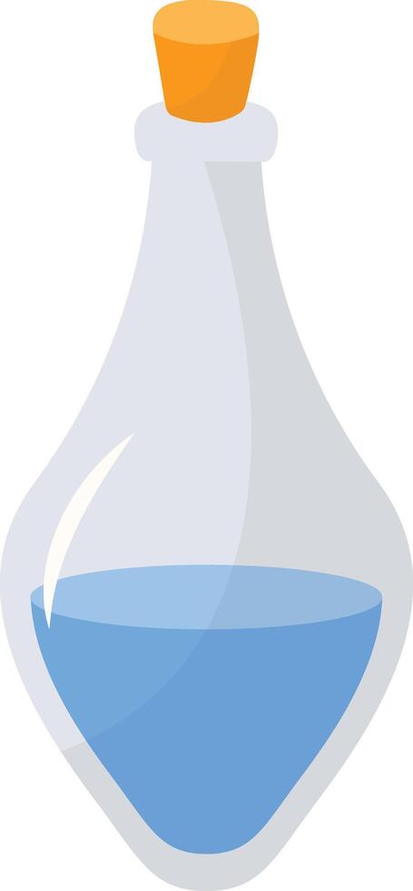 Magic Bottle Potion with Liquid. Isolated on White Background. Illustration in Cartoon Design Concept. vector