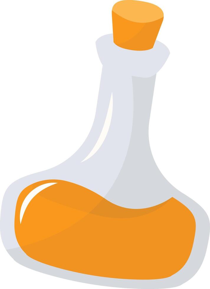 Magic Bottle Potion with Liquid. Isolated on White Background. Illustration in Cartoon Design Concept. vector