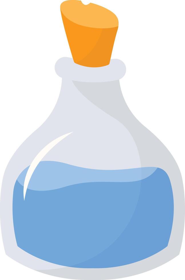 Magic Bottle Potion with Liquid. Isolated on White Background. Illustration in Cartoon Design Concept. vector
