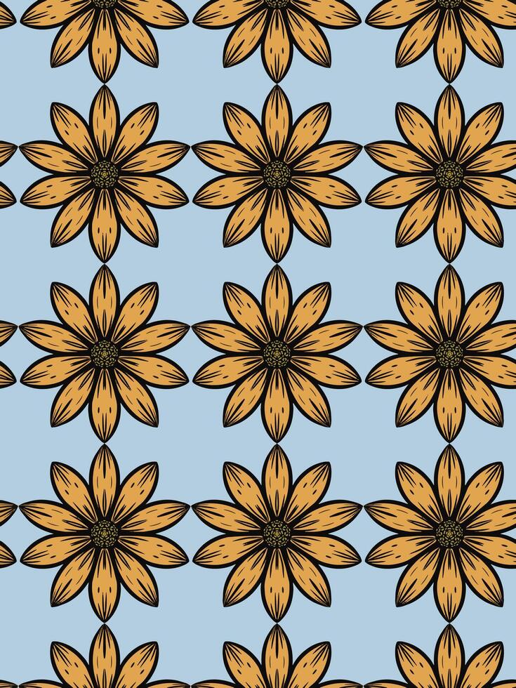 Seamless Pattern Yellow Flower with blue light background vector