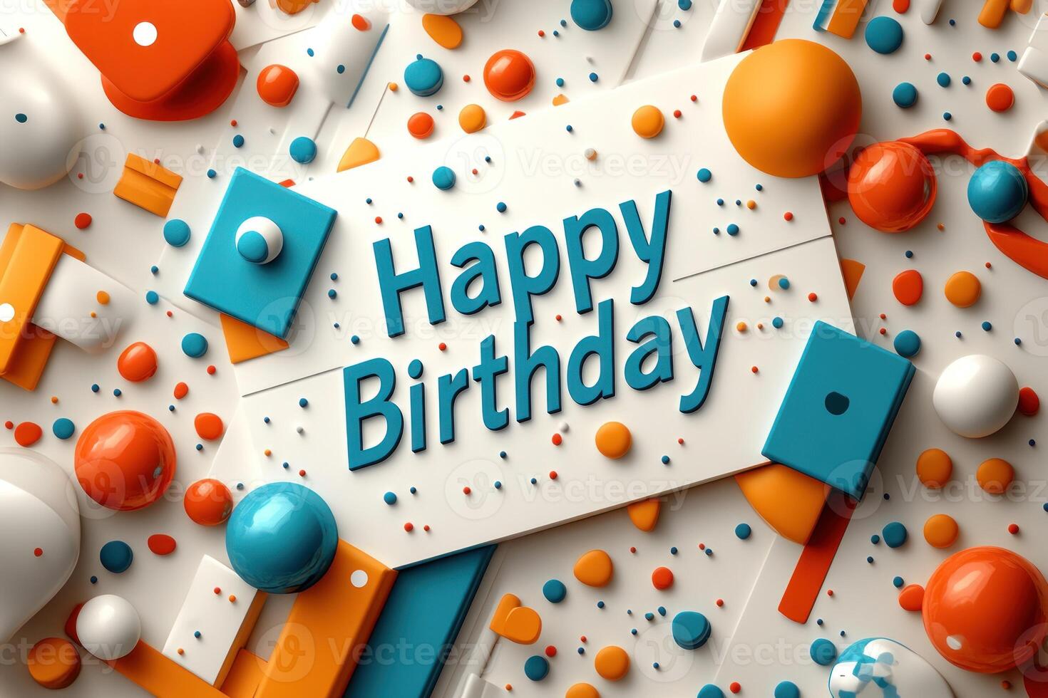 Bright decorations with 'Happy Birthday' text in a vibrant arrangement of colors photo
